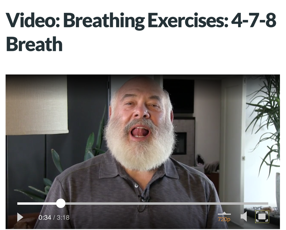 Image of Dr Weil demonstrating a 4-7-8 breath